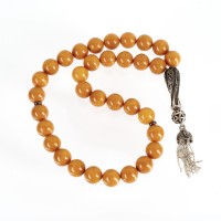 Чотки мусульманські бурштинові зі срібним мінаретом  596я