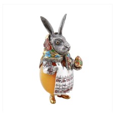 Серебряная статуэтка "Пасхальная крольчиха с писанкой "