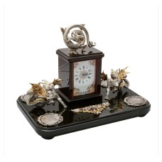 Серебряные настольные часы "Дракон"