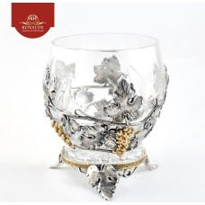 Хрустальный стакан с серебром «Виноград»