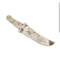 Нож из натуральной кости и серебра "Натура"