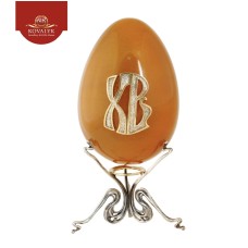 Сувенирное яйцо из янтаря и серебра «ХВ» медовое