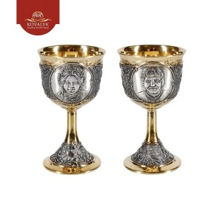 Серебряные рюмки-бокалы «Украинская пара»