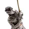 Фото - Серебряная статуэтка на янтарной подставке "Рыбак" 2211