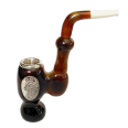 Фото - Янтарная трубка для курения с серебром «Звери»
