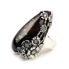 Серебряное кольцо с янтарем арт 25я
