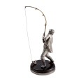Фото - Серебряная статуэтка на янтарной подставке "Рыбак" 2211