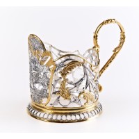Серебряный  подстаканник "Сказка"