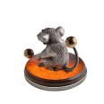 Фото - Серебряная статуэтка "Крыса" на янтарной подставке 2193