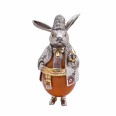 Фото - Срібна статуетка з бурштином «Великодній кролик з крашанкою»