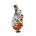 Фото - Срібна статуетка з бурштином «Великодній кролик з крашанкою»