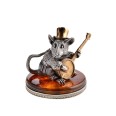 Фото - Серебряная статуэтка "Крыса" на янтарной подставке 2191