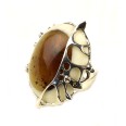 Фото - Серебряное кольцо с янтарем и бриллиантом арт 54я