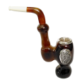 Фото - Бурштинова люлька для паління зі сріблом «Звірі»