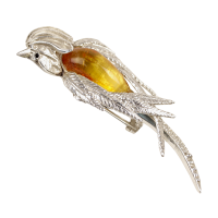 Серебряная брошь с янтарем арт 231я