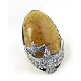 Фото - Серебряное кольцо с янтарем "Птицы"