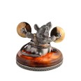 Фото - Серебряная статуэтка "Крыса с тарелками" с янтарем 2192