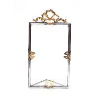 Серебряная прямоугольная рамка для фото "Бантик"