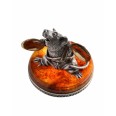 Фото - Серебряная статуэтка "Крыса с тарелками" с янтарем 2192