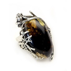Оригинальное серебряное кольцо с янтарем арт 18я