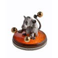 Фото - Серебряная статуэтка "Крыса" на янтарной подставке 2193