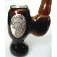 Фото - Янтарная трубка для курения с серебром «Звери»