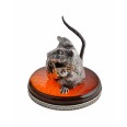 Фото - Серебряная статуэтка "Крыса"  на янтарной подставке 2195