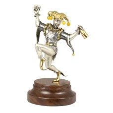 Серебряная статуэтка шута с янтарем "Арлекино"