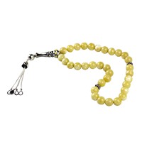 Янтарные четки с серебряным минаретом арт 597я