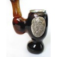 Фото - Бурштинова люлька для паління зі сріблом «Звірі»